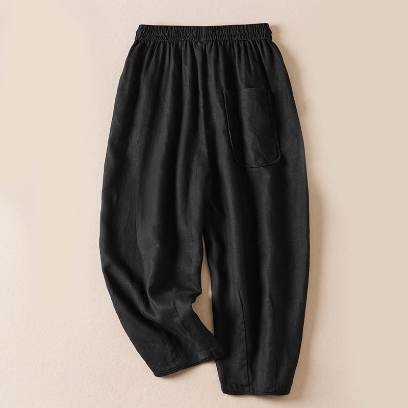 Pantalon harem d'été à petites fleurs brodées de Buddha Stones avec poches - image 37