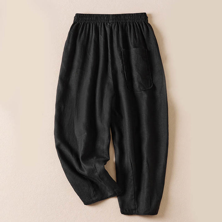 Pantalon harem d'été à petites fleurs brodées de Buddha Stones avec poches - image 37