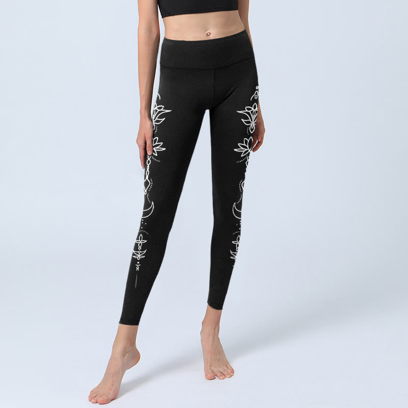 Leggings de sport à motif demi-lune Buddha Stones Lotus pour femmes - image 5