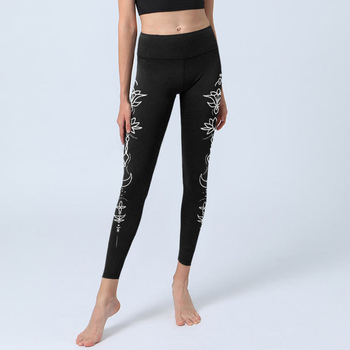 Leggings de sport à motif demi-lune Buddha Stones Lotus pour femmes - image 5