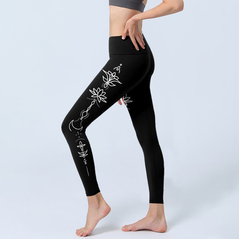 Leggings de sport à motif demi-lune Buddha Stones Lotus pour femmes - image 2