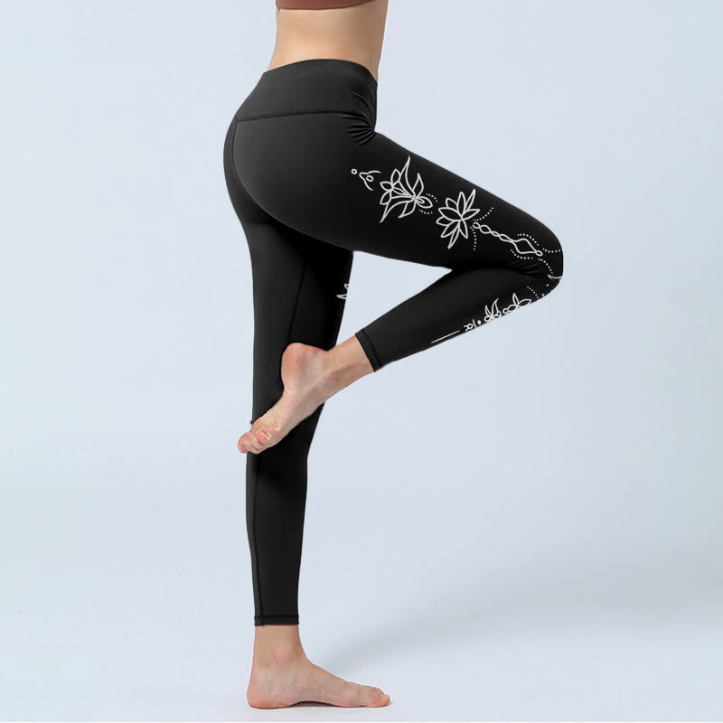 Leggings de sport à motif demi-lune Buddha Stones Lotus pour femmes - image 4