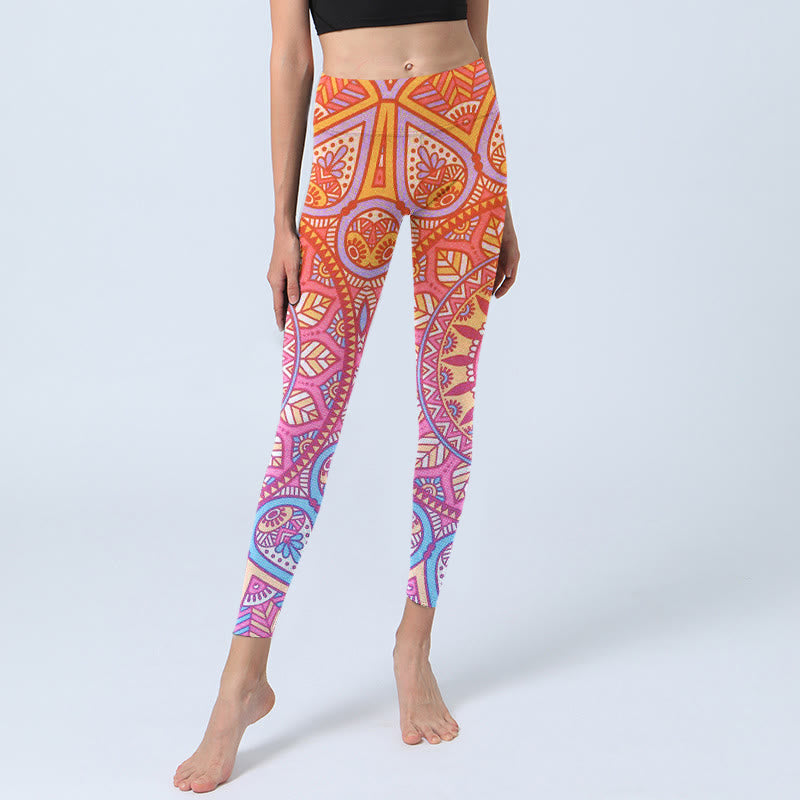Leggings de sport à motif mandala coloré avec Buddha Stones pour femmes - image 5