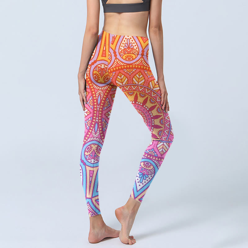 Leggings de sport à motif mandala coloré avec Buddha Stones pour femmes - image 3