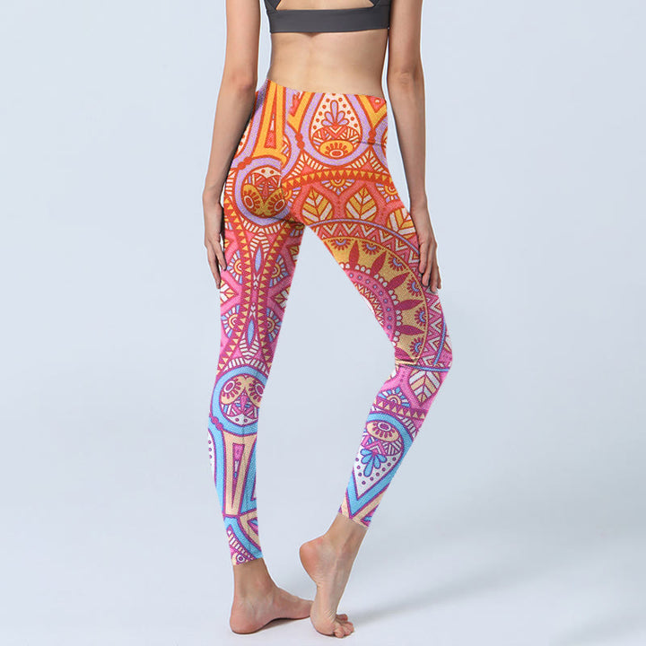Leggings de sport à motif mandala coloré avec Buddha Stones pour femmes - image 3