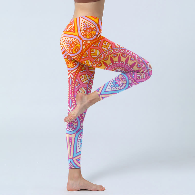 Leggings de sport à motif mandala coloré avec Buddha Stones pour femmes - image 4