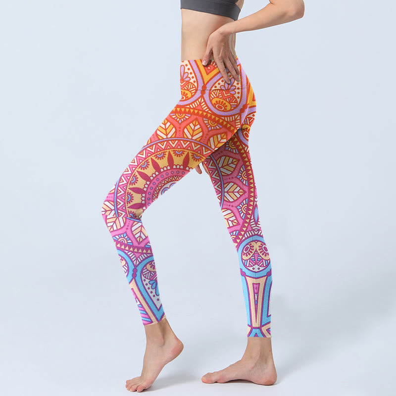 Leggings de sport à motif mandala coloré avec Buddha Stones pour femmes - image 2