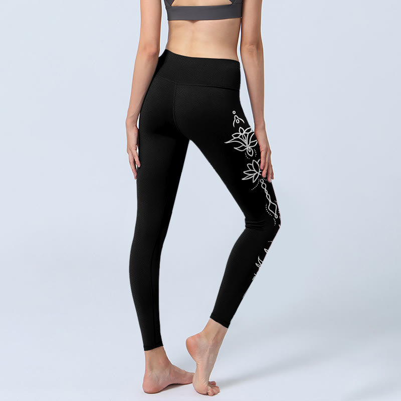Leggings de sport à motif demi-lune Buddha Stones Lotus pour femmes - image 3