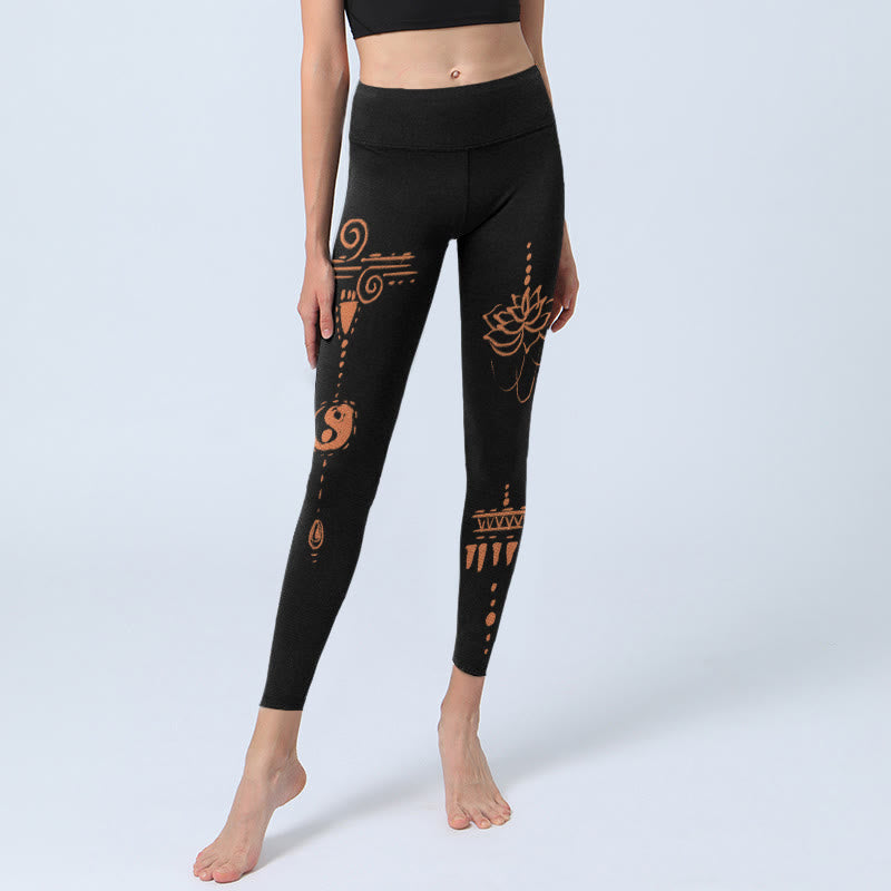 Leggings de sport en forme de spirale de lotus avec Buddha Stones , pantalons de yoga pour femmes - image 5