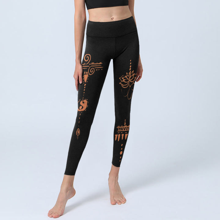 Leggings de sport en forme de spirale de lotus avec Buddha Stones , pantalons de yoga pour femmes - image 5