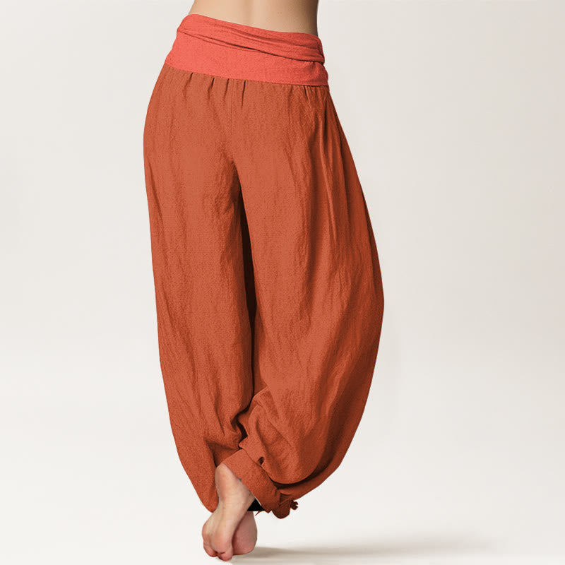 Buddha Stones Pantalon harem Orangered pour femme, en pur coton, taille élastique - image 1