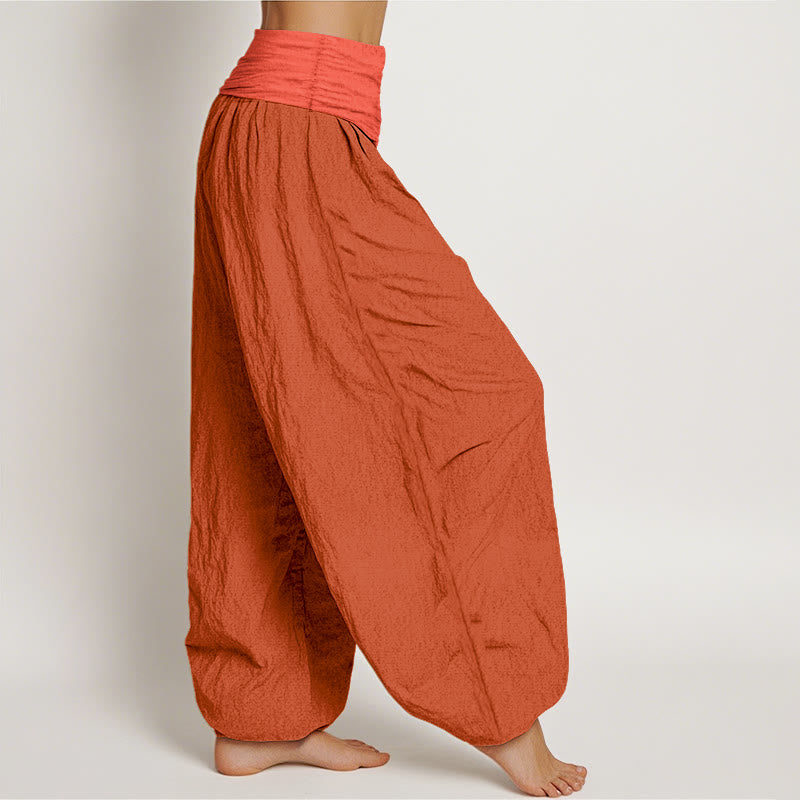 Buddha Stones Pantalon harem Orangered pour femme, en pur coton, taille élastique - image 2