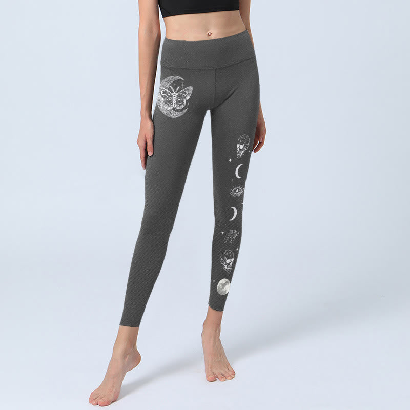 Leggings de sport pour femmes, motif Buddha Stones, lune, papillon, crâne, pantalon de yoga - image 5