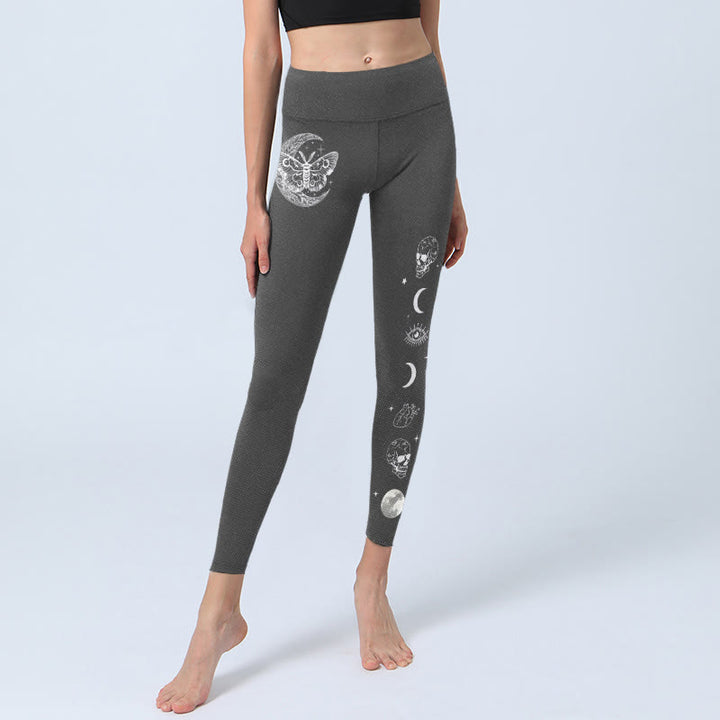 Leggings de sport pour femmes, motif Buddha Stones, lune, papillon, crâne, pantalon de yoga - image 5