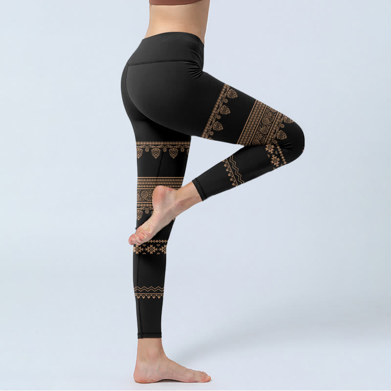 Leggings de sport à motif floral et feuilles de Buddha Stones Mandala pour femmes - image 4