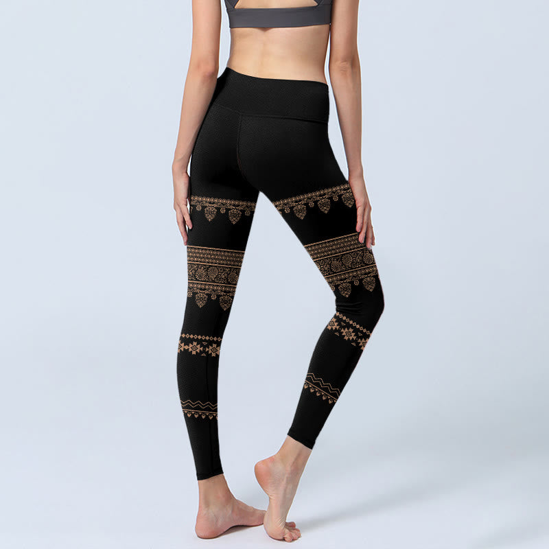 Leggings de sport à motif floral et feuilles de Buddha Stones Mandala pour femmes - image 3