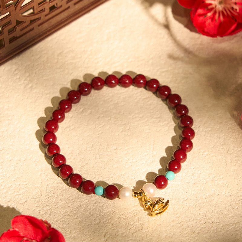 Bracelet de bénédiction en perles de cinabre naturelles de Buddha Stones Année du Cheval - image 1