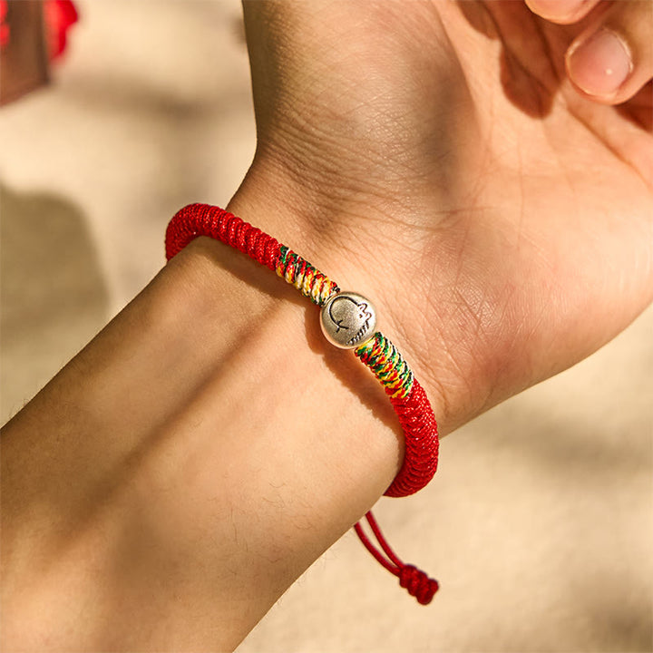 Bracelet tressé en argent sterling 999 avec Buddha Stones et symbole du zodiaque chinois, année du cheval, cordon rouge - image 4