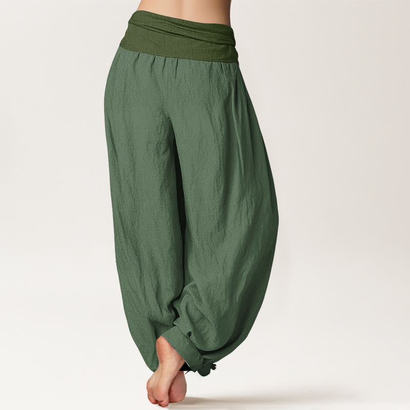 Pantalon sarouel taille élastique en pur coton pour femme Buddha Stones SeaGreen - image 1