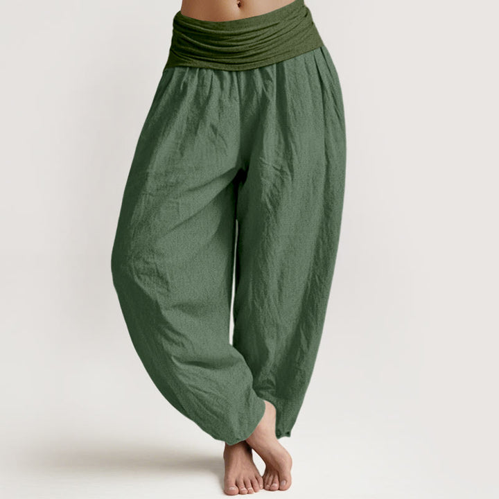 Pantalon sarouel taille élastique en pur coton pour femme Buddha Stones SeaGreen - Vert d'eau - US22，UK/AU26，EU54 (6XL) - image 0