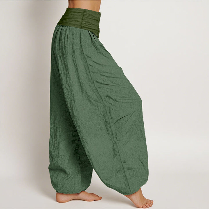 Pantalon sarouel taille élastique en pur coton pour femme Buddha Stones SeaGreen - image 2