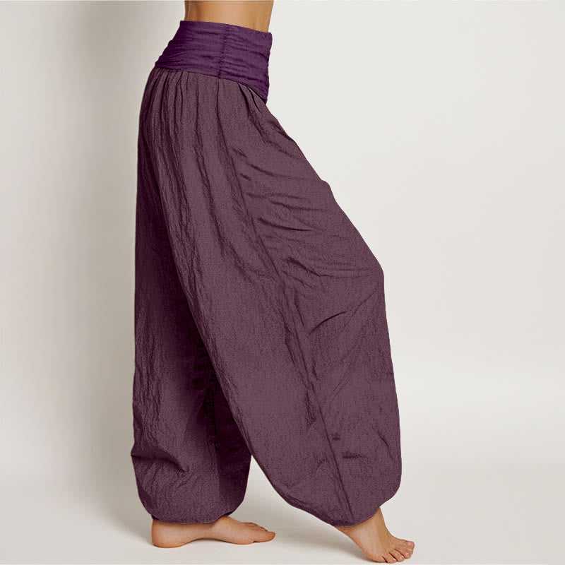 Pantalon sarouel taille élastique en pur coton violet Buddha Stones pour femme - image 2