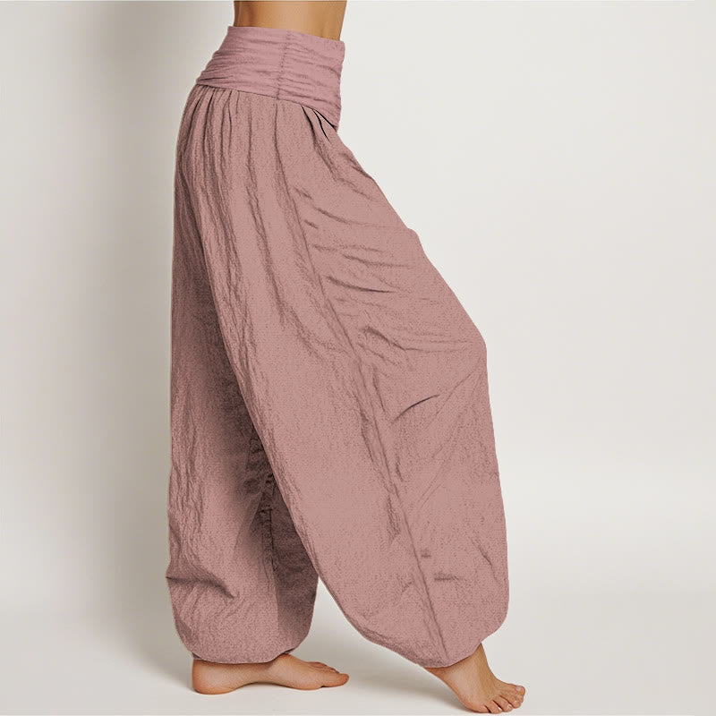 Pantalon sarouel taille élastique en pur coton rose clair Buddha Stones pour femme - image 2