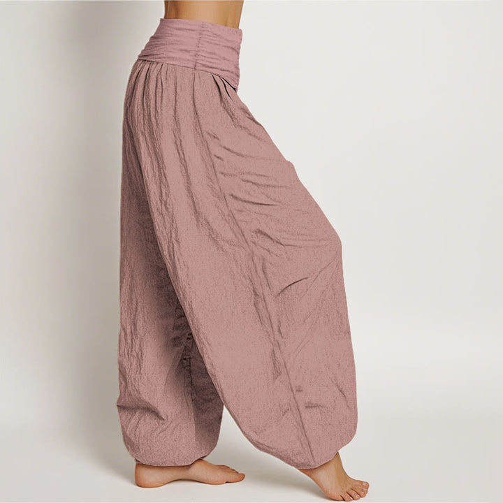 Pantalon sarouel taille élastique en pur coton rose clair Buddha Stones pour femme - image 2