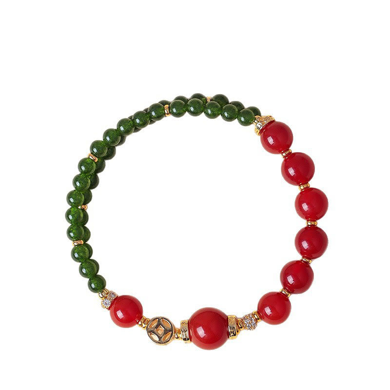 Bracelet calme en agate rouge naturelle à double tour et calcédoine verte - image 6