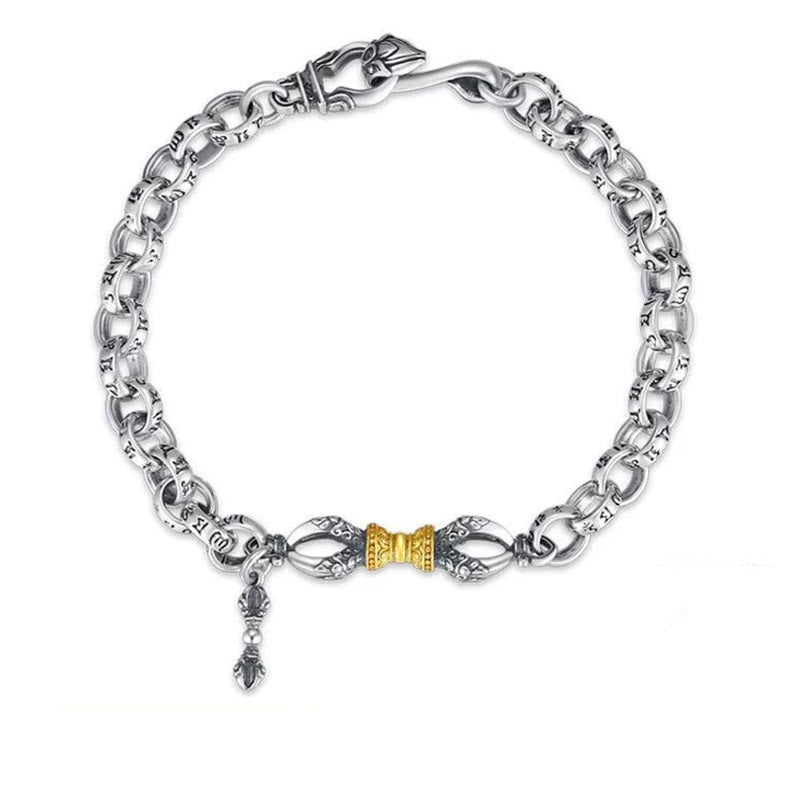 Buddha Stones rétro Om Mani Padme Hum Vajra cuivre calme Bracelet - 22 cm - image 1