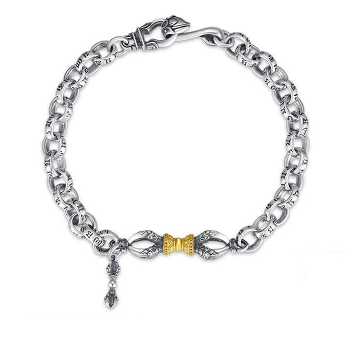 Buddha Stones rétro Om Mani Padme Hum Vajra cuivre calme Bracelet - 22 cm - image 1