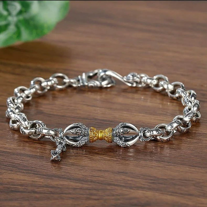 Buddha Stones rétro Om Mani Padme Hum Vajra cuivre calme Bracelet - 18 cm - image 0