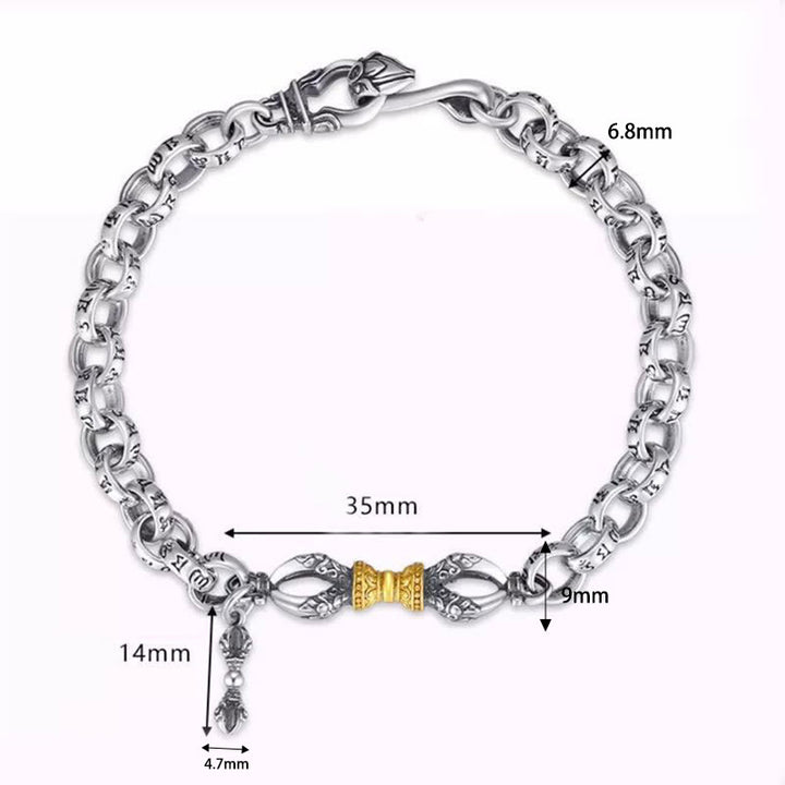 Buddha Stones rétro Om Mani Padme Hum Vajra cuivre calme Bracelet - image 6