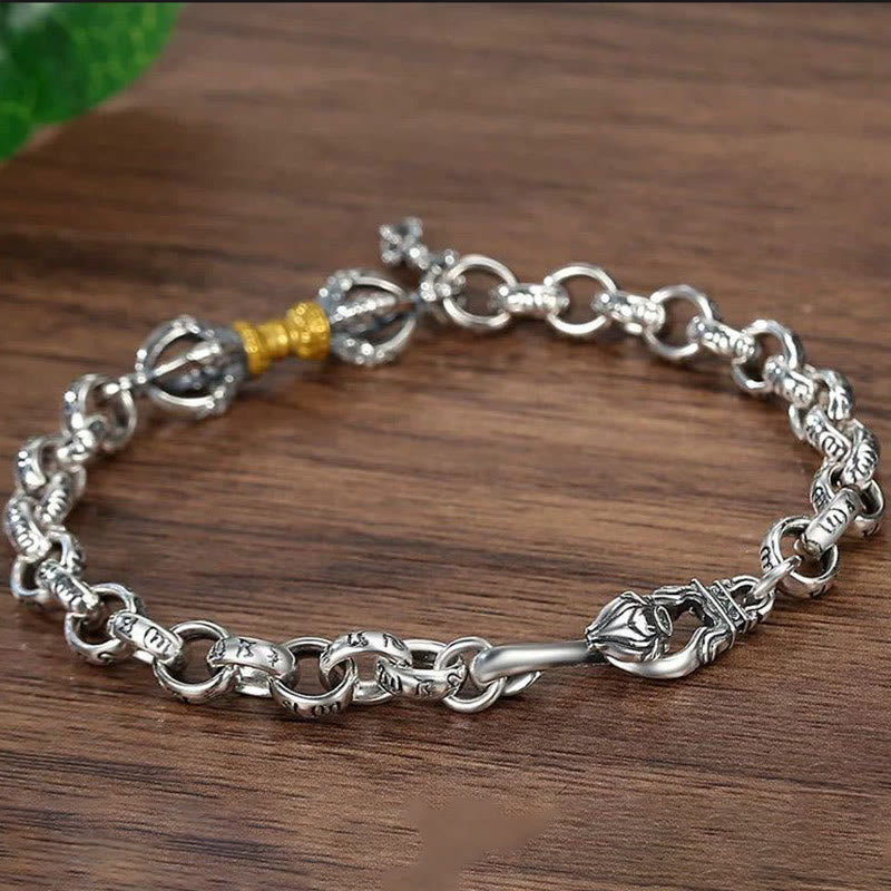 Buddha Stones rétro Om Mani Padme Hum Vajra cuivre calme Bracelet - image 2