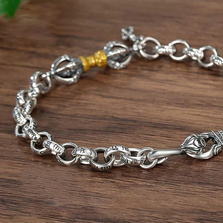 Buddha Stones rétro Om Mani Padme Hum Vajra cuivre calme Bracelet - image 4