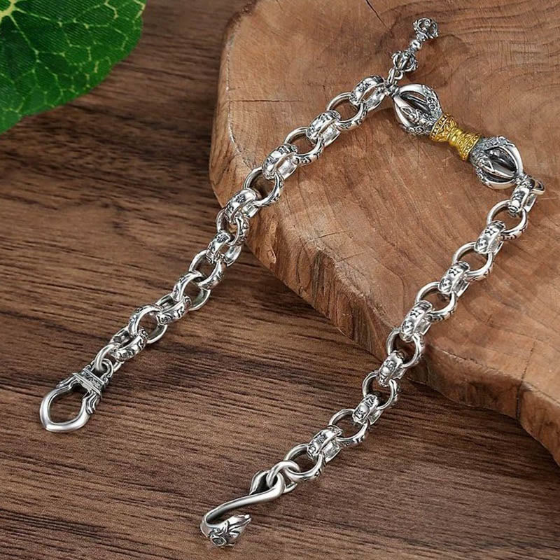 Buddha Stones rétro Om Mani Padme Hum Vajra cuivre calme Bracelet - image 3