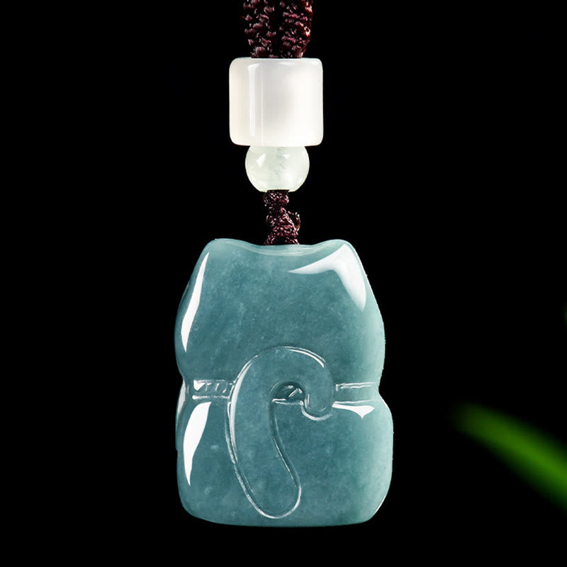 Collier en jade pour chat, Buddha Stones naturelles qui attirent la richesse, pendentif de prospérité - image 1
