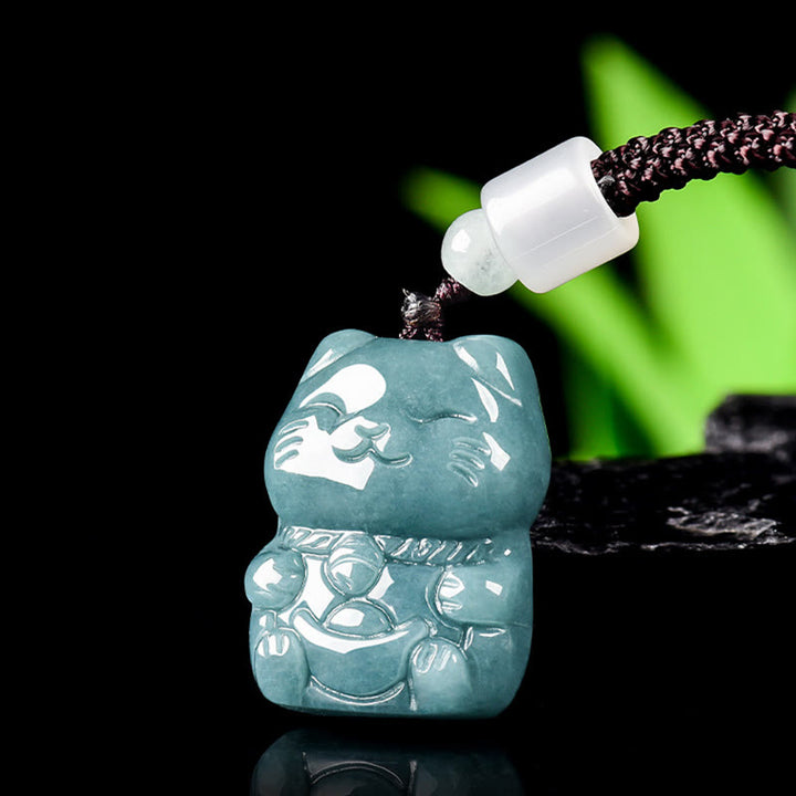 Collier en jade pour chat, Buddha Stones naturelles qui attirent la richesse, pendentif de prospérité - image 2