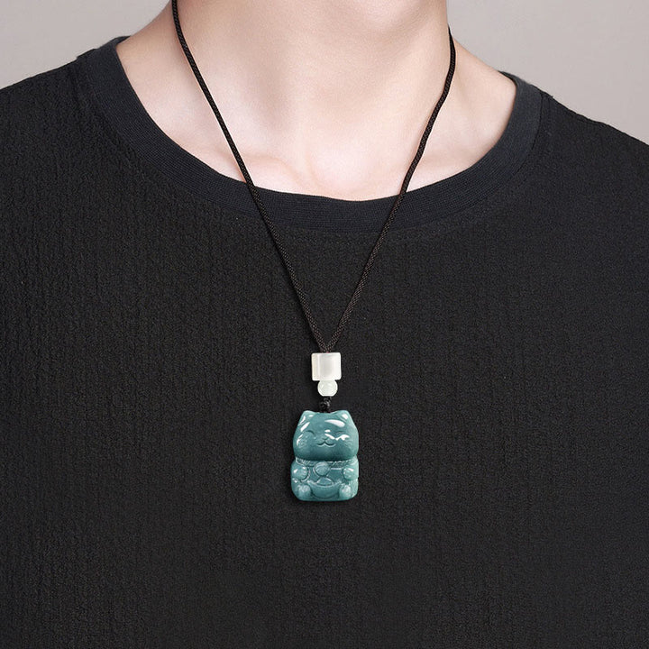 Collier en jade pour chat, Buddha Stones naturelles qui attirent la richesse, pendentif de prospérité - image 7