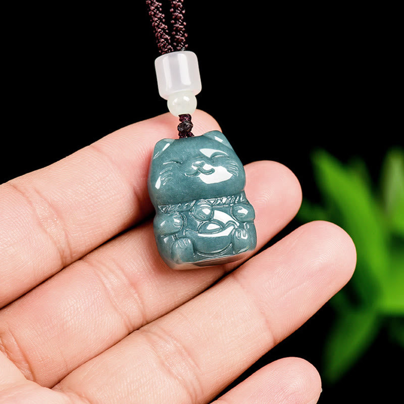 Collier en jade pour chat, Buddha Stones naturelles qui attirent la richesse, pendentif de prospérité - image 6