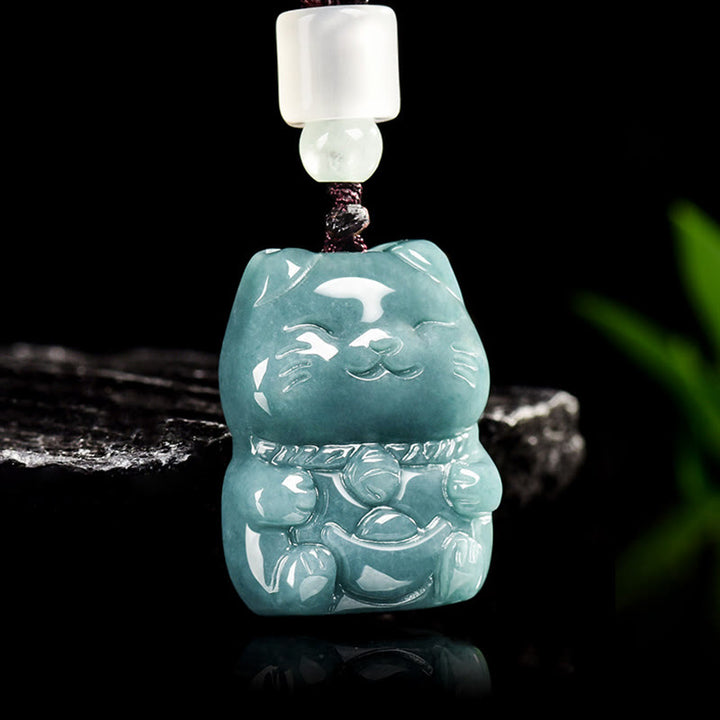 Collier en jade pour chat, Buddha Stones naturelles qui attirent la richesse, pendentif de prospérité - image 3
