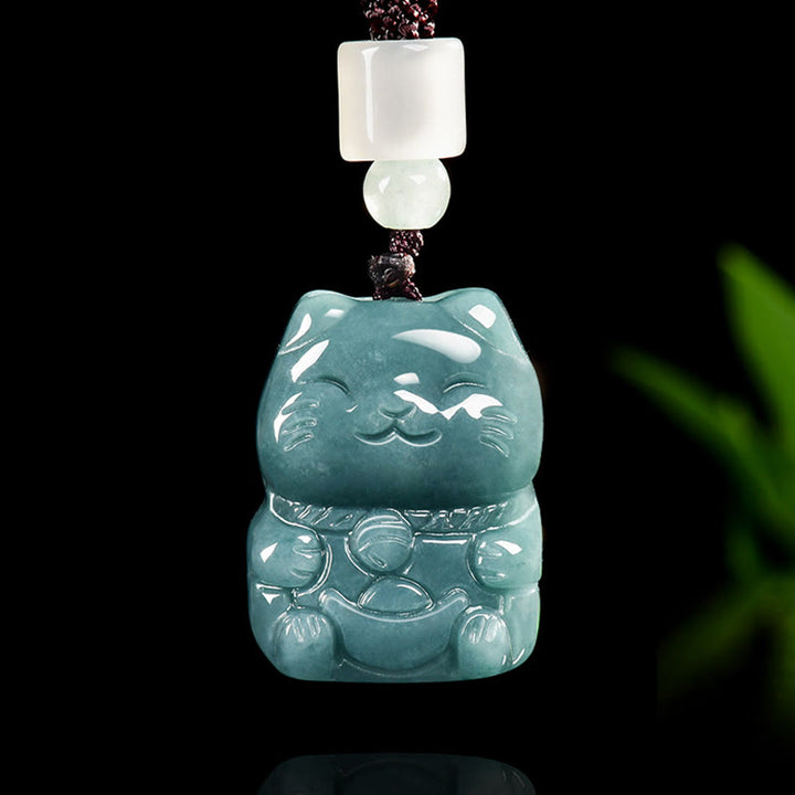 Collier en jade pour chat, Buddha Stones naturelles qui attirent la richesse, pendentif de prospérité - Jade - image 0
