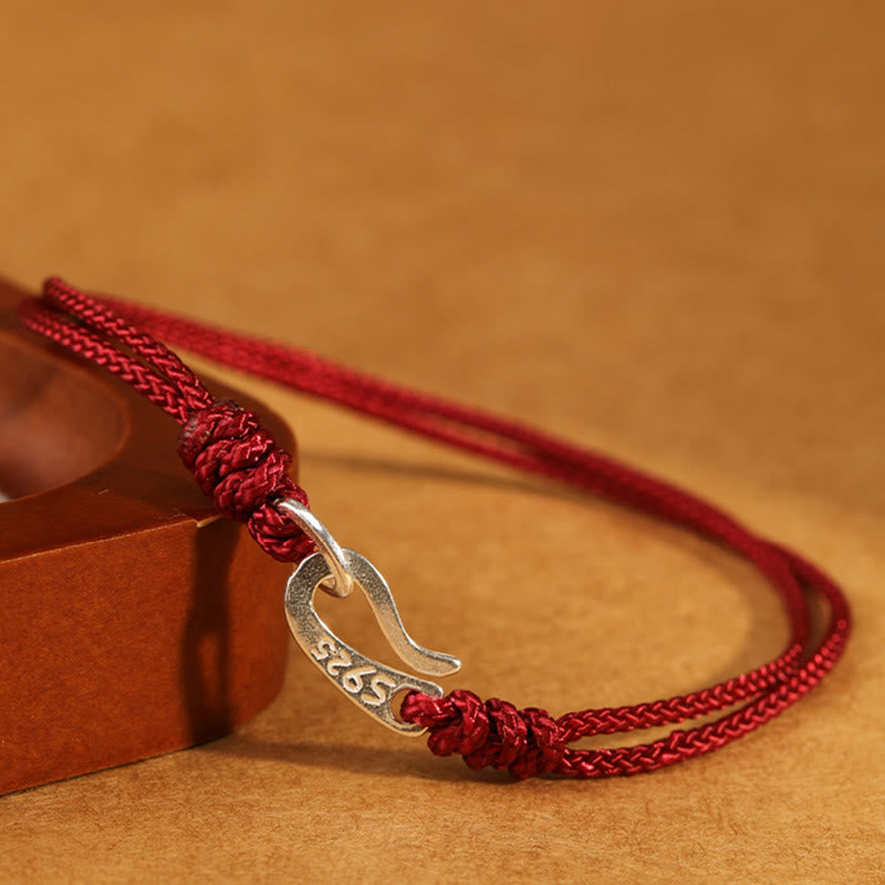 Bracelet en argent sterling 925 avec crochet et Buddha Stones, cordon rouge résistant et coloré - image 1