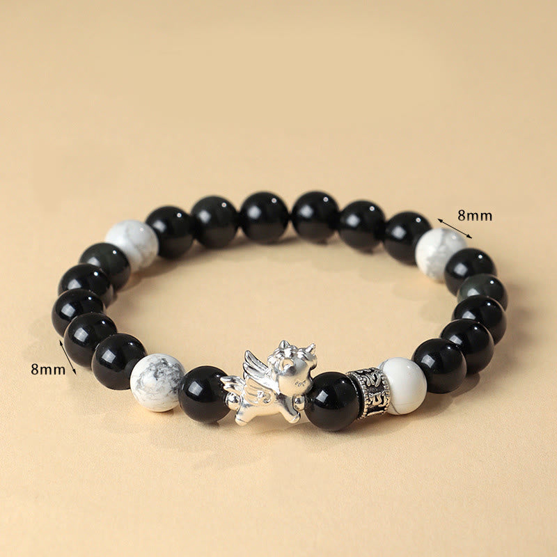 Bracelet de force Bodhi Seed en obsidienne noire naturelle en argent sterling 999 et Buddha Stones - image 4