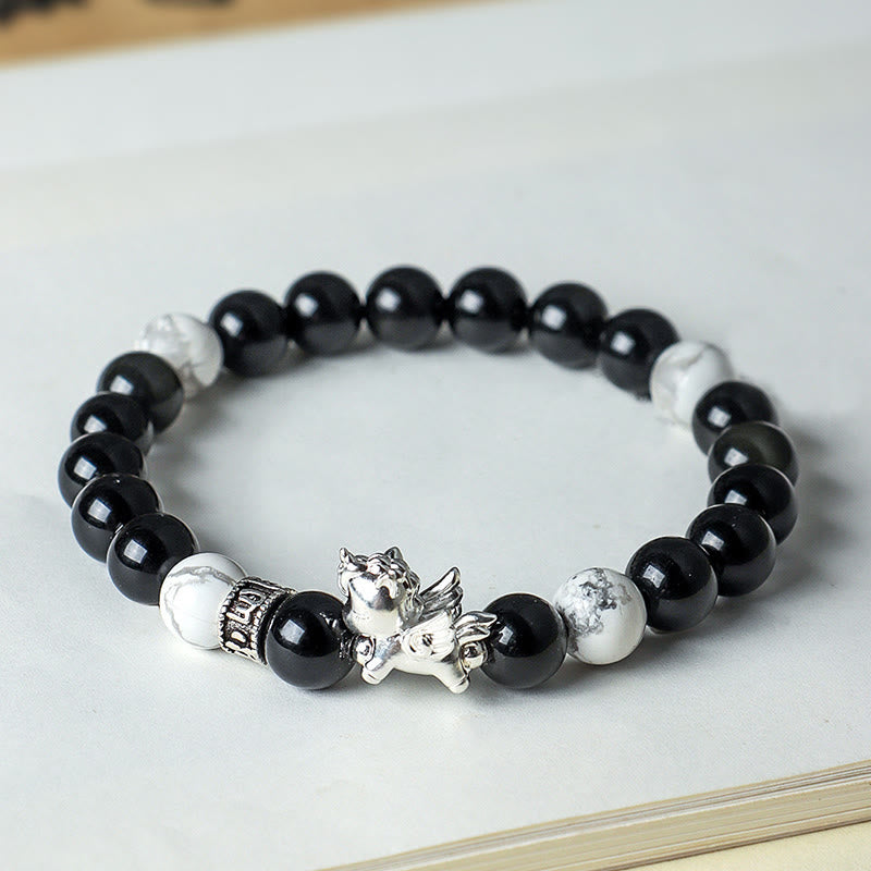 Bracelet de force Bodhi Seed en obsidienne noire naturelle en argent sterling 999 et Buddha Stones - image 3