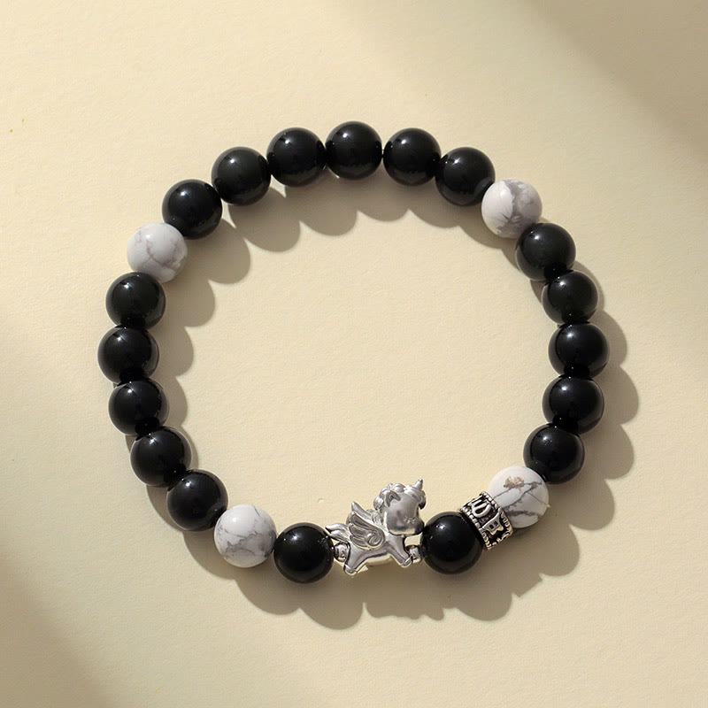 Bracelet de force Bodhi Seed en obsidienne noire naturelle en argent sterling 999 et Buddha Stones - image 1