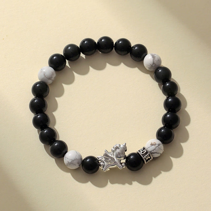Bracelet de force Bodhi Seed en obsidienne noire naturelle en argent sterling 999 et Buddha Stones - image 1