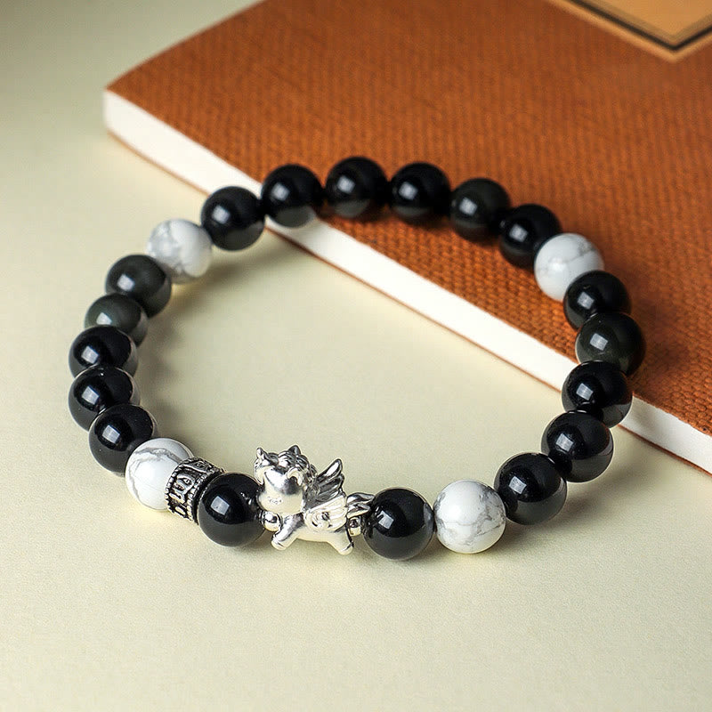 Bracelet de force Bodhi Seed en obsidienne noire naturelle en argent sterling 999 et Buddha Stones - image 2