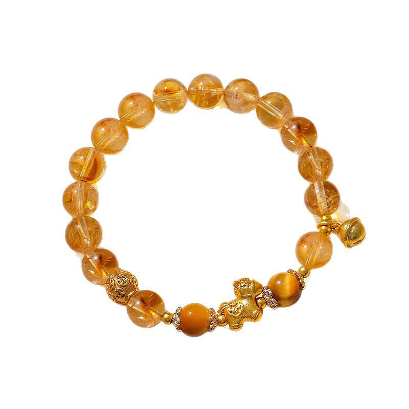 Bracelet de protection Buddha Stones Année du Cheval en cristal rose citrine 8 mm et quartz fraise - image 3
