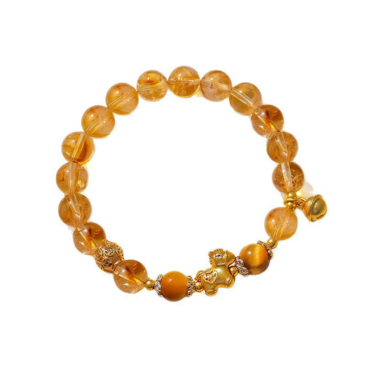 Bracelet de protection Buddha Stones Année du Cheval en cristal rose citrine 8 mm et quartz fraise - image 3